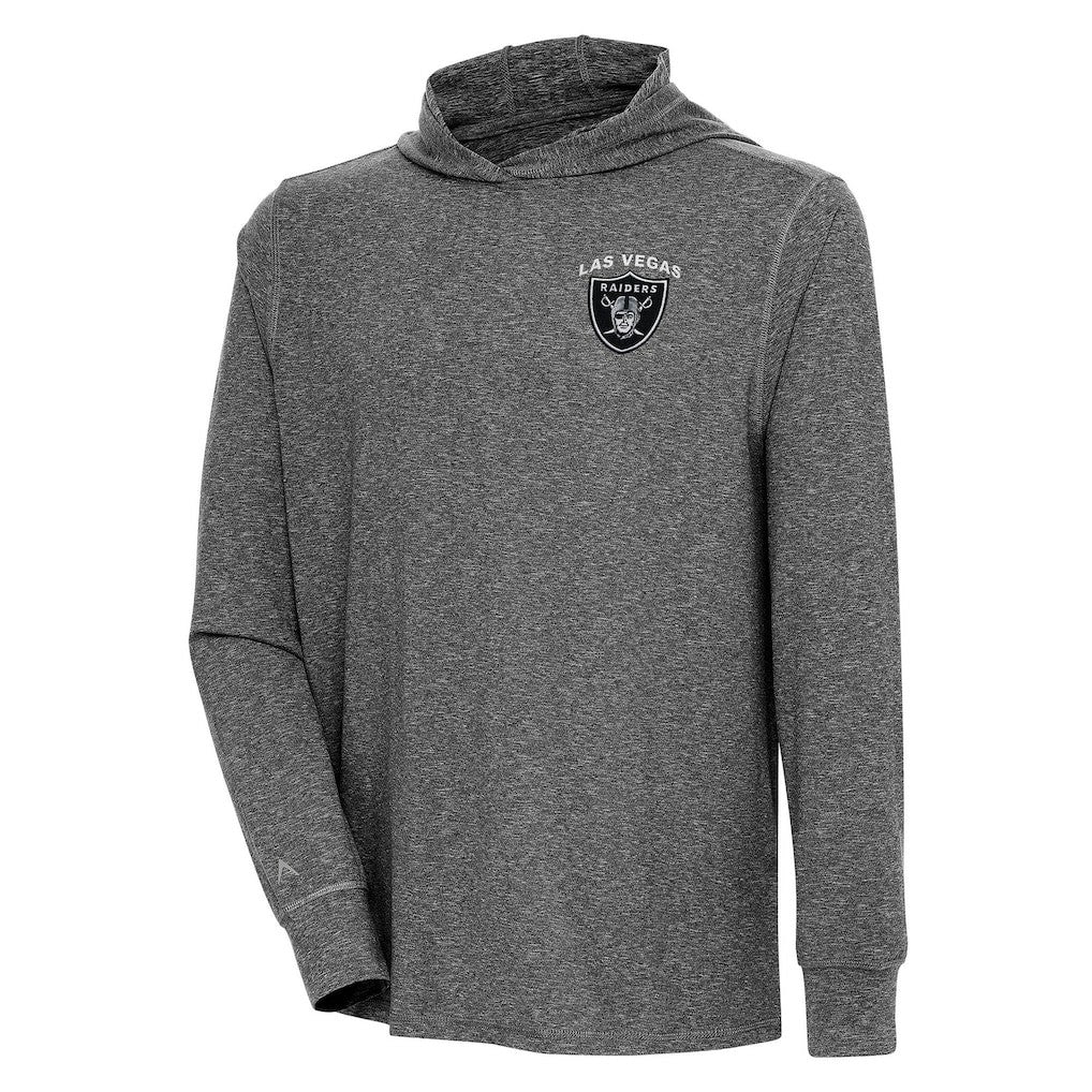 Las Vegas Raiders Antigua Saga Long Sleeve Hoodie T-Shirt Heather Black