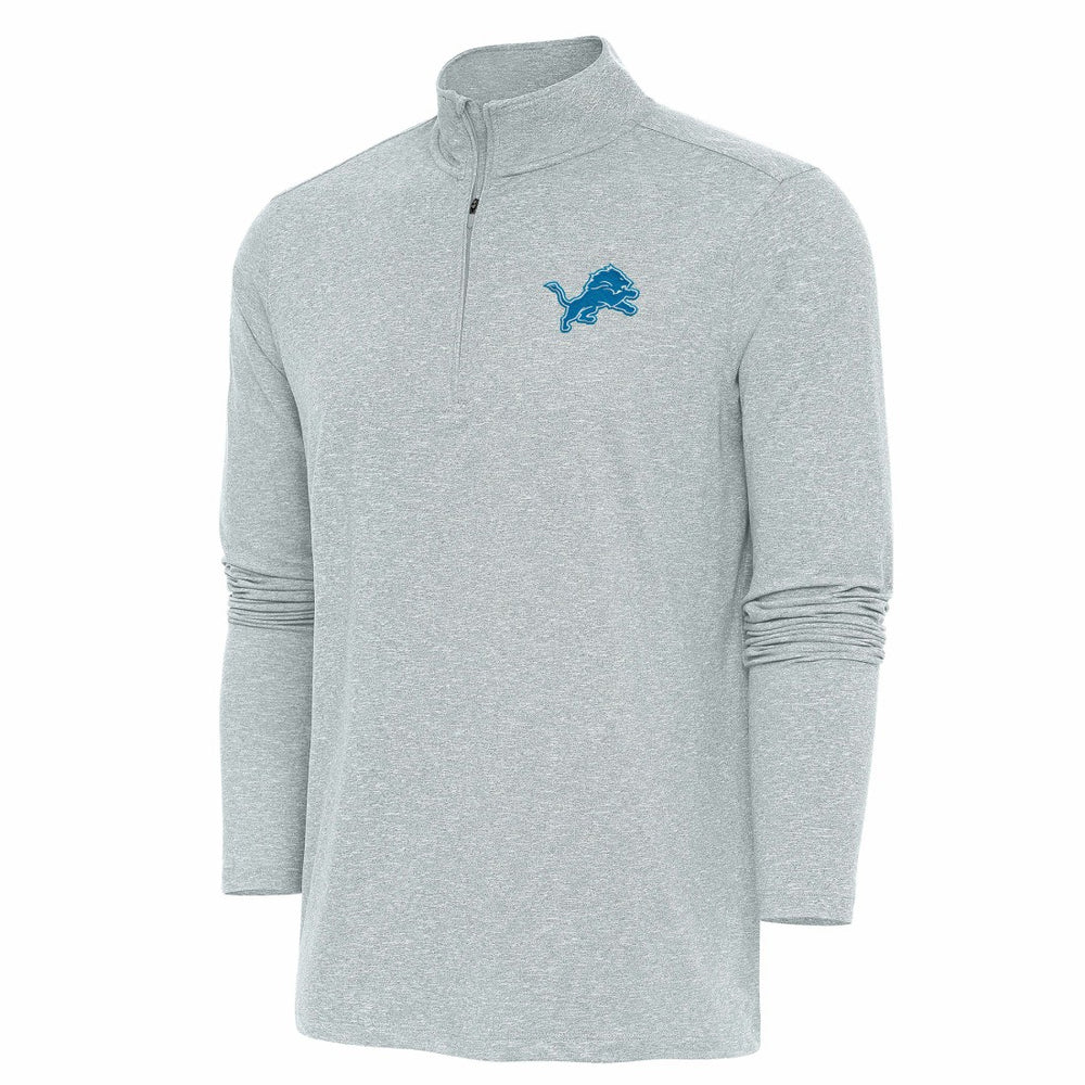 Detroit Lions Antigua Hunk Quarter-Zip Pullover Top Heather Gray