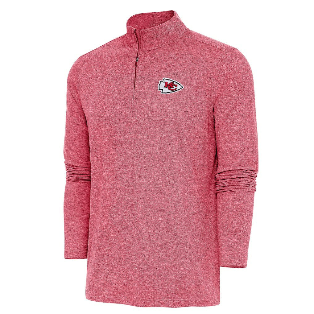 Kansas City Chiefs Antigua Hunk Quarter-Zip Pullover Top Heather Red