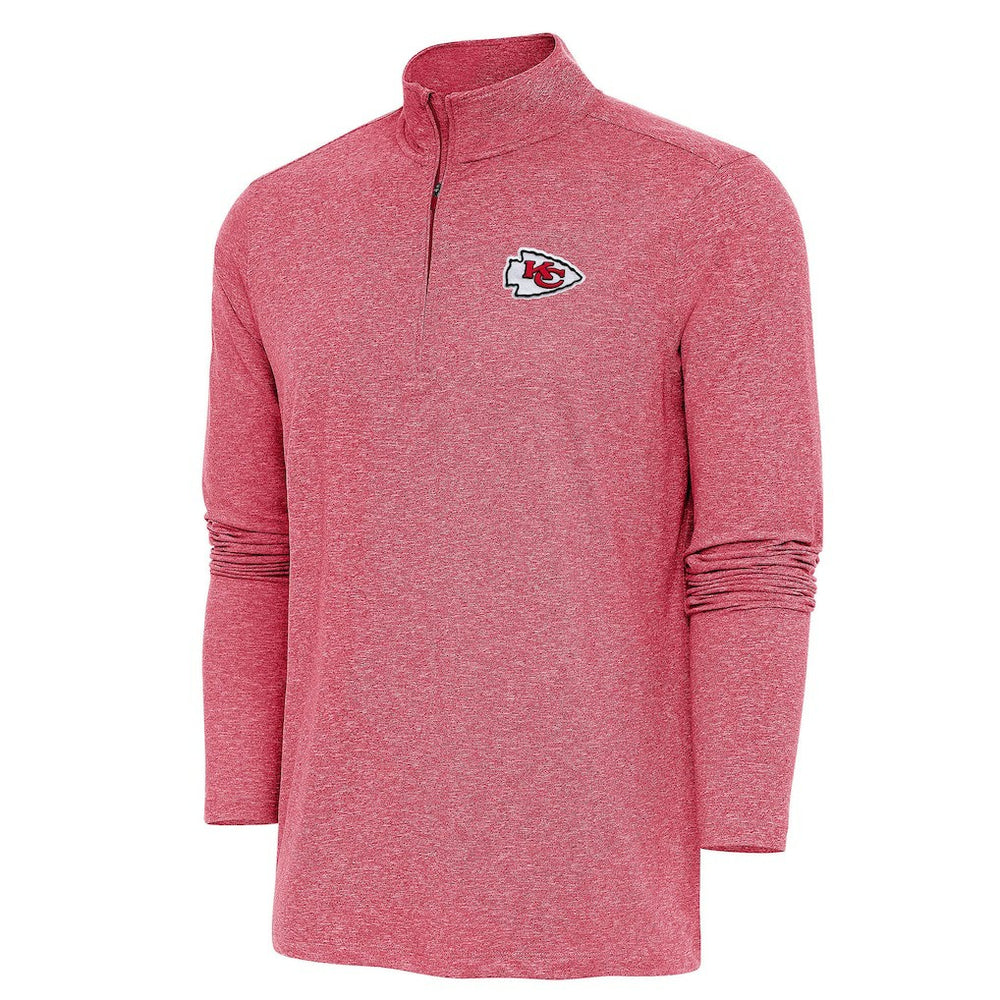 Kansas City Chiefs Antigua Hunk Quarter-Zip Pullover Top Heather Red