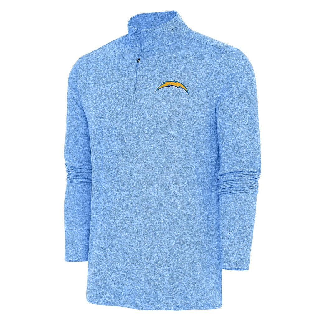 Los Angeles Chargers Antigua Hunk Quarter-Zip Pullover Top Heather Powder Blue