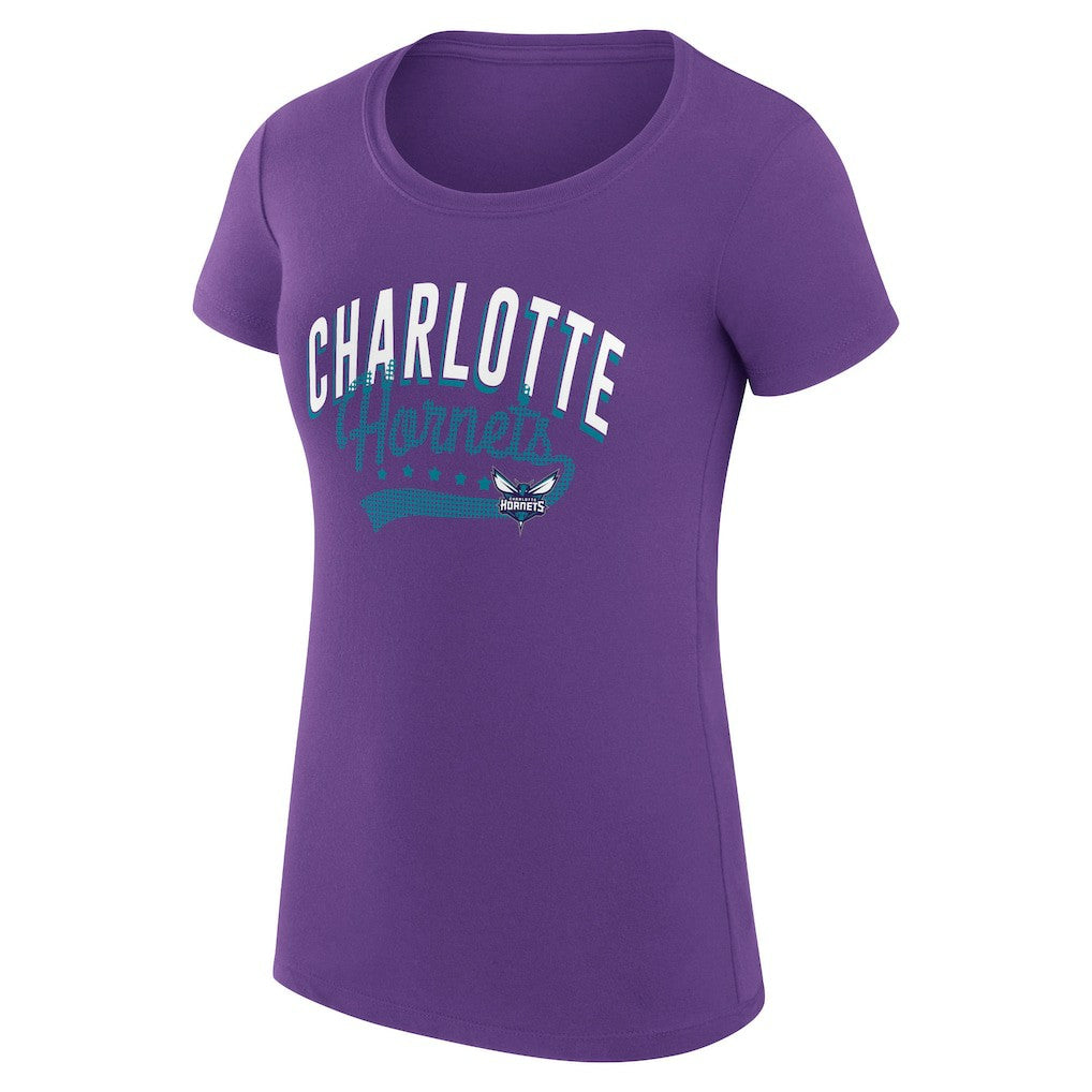 Charlotte Hornets G-III 4Her by Carl Banks Women's Super-Slim Fit Lightweight Filigree Logo T-Shirt - Purple