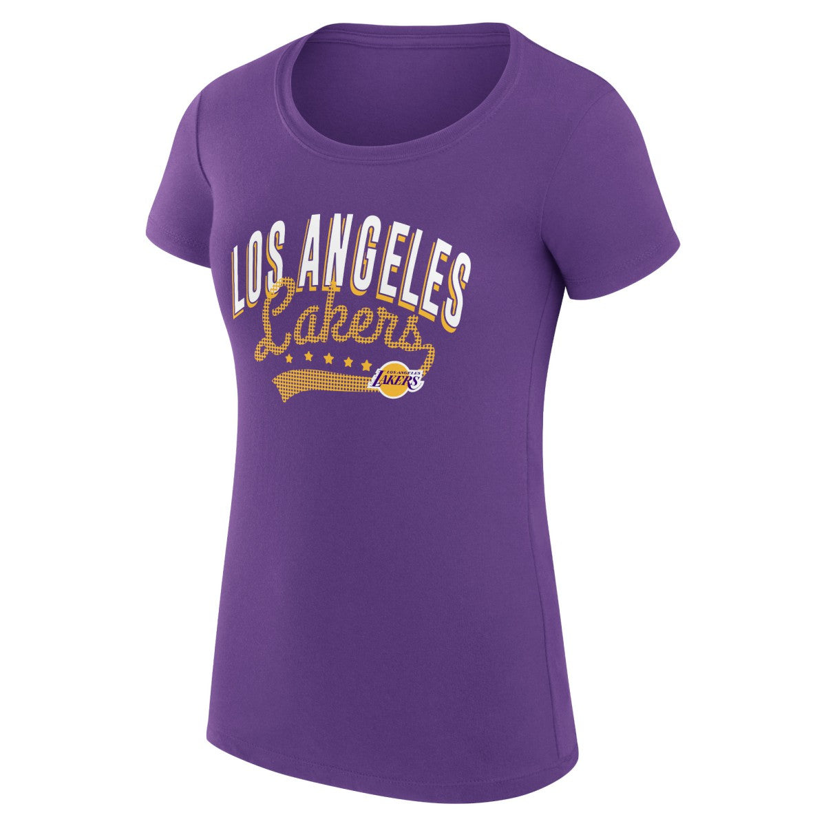Los Angeles Lakers G-III 4Her by Carl Banks Women's Super-Slim Fit Lightweight Filigree Logo T-Shirt - Purple