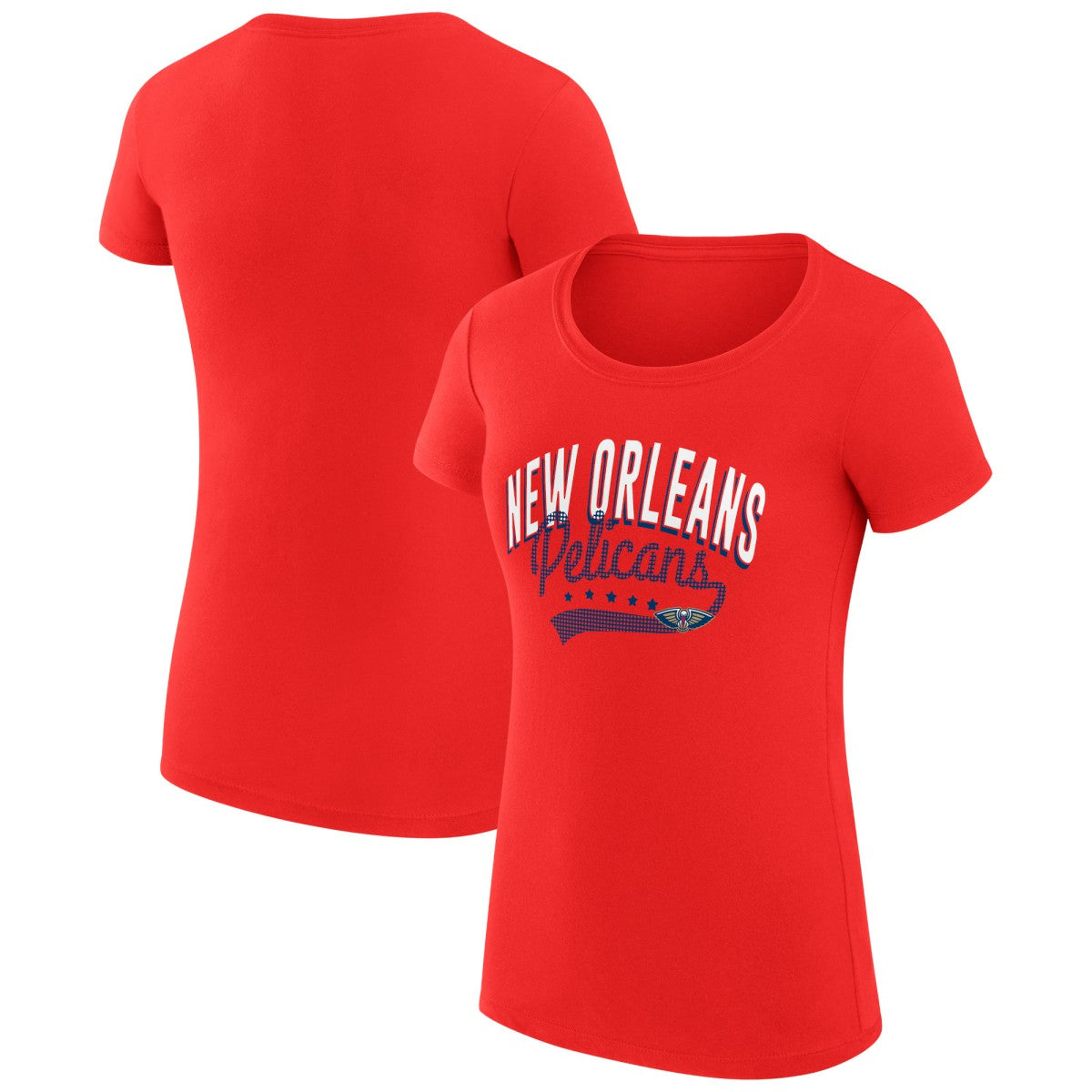 New Orleans Pelicans G-III 4Her by Carl Banks Women's Super-Slim Fit Lightweight Filigree Logo T-Shirt - Red