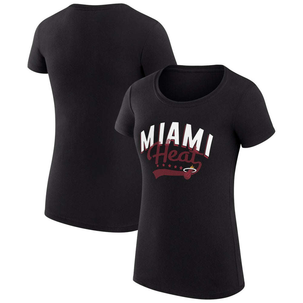 Miami Heat G-III 4Her by Carl Banks Women's Super-Slim Fit Lightweight Filigree Logo T-Shirt - Black