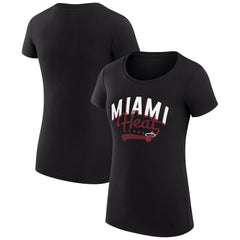 Miami Heat G-III 4Her by Carl Banks Women's Super-Slim Fit Lightweight Filigree Logo T-Shirt - Black