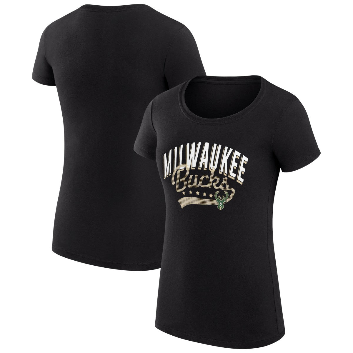 Milwaukee Bucks G-III 4Her by Carl Banks Women's Super-Slim Fit Lightweight Filigree Logo T-Shirt - Black