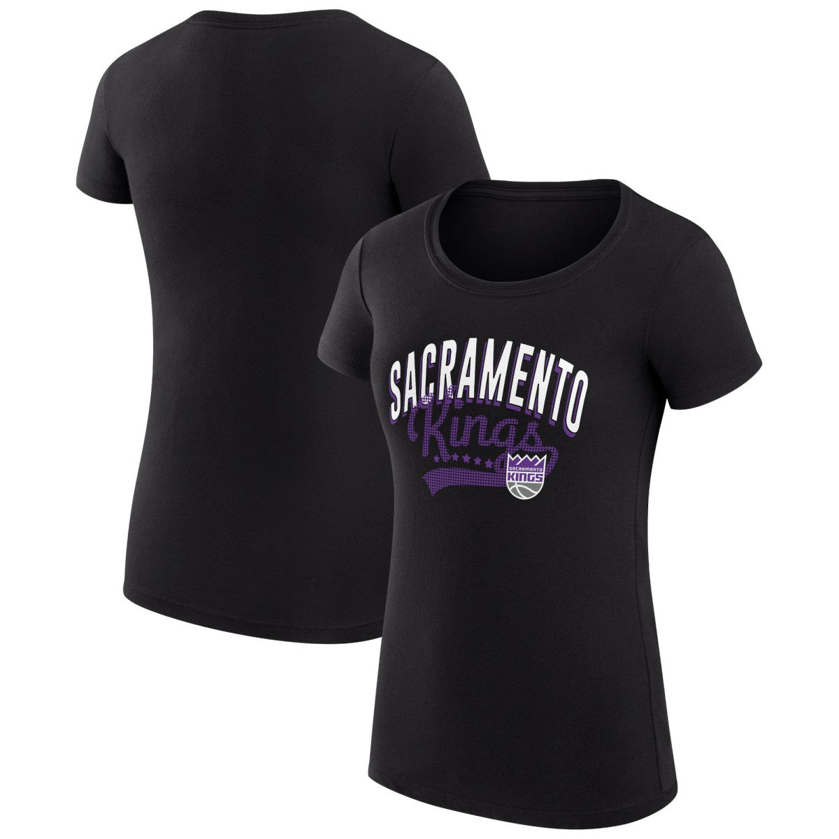 Sacramento Kings G-III 4Her by Carl Banks Women's Super-Slim Fit Lightweight Filigree Logo T-Shirt - Black