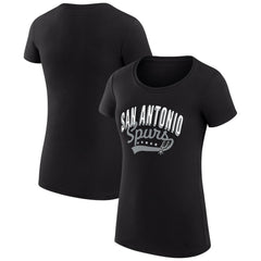 San Antonio Spurs G-III 4Her by Carl Banks Women's Super-Slim Fit Lightweight Filigree Logo T-Shirt - Black