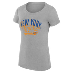 New York Knicks G-III 4Her by Carl Banks Women's Super-Slim Fit Lightweight Filigree Logo T-Shirt - Heather Gray