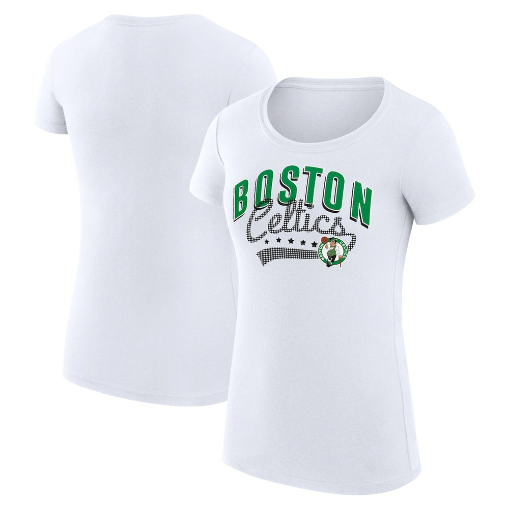 Boston Celtics G-III 4Her by Carl Banks Women's Super-Slim Fit Lightweight Filigree Logo T-Shirt - White