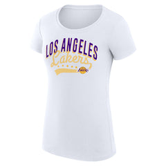 Los Angeles Lakers G-III 4Her by Carl Banks Women's Super-Slim Fit Lightweight Filigree Logo T-Shirt - White