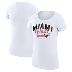 Miami Heat G-III 4Her by Carl Banks Women's Super-Slim Fit Lightweight Filigree Logo T-Shirt - White