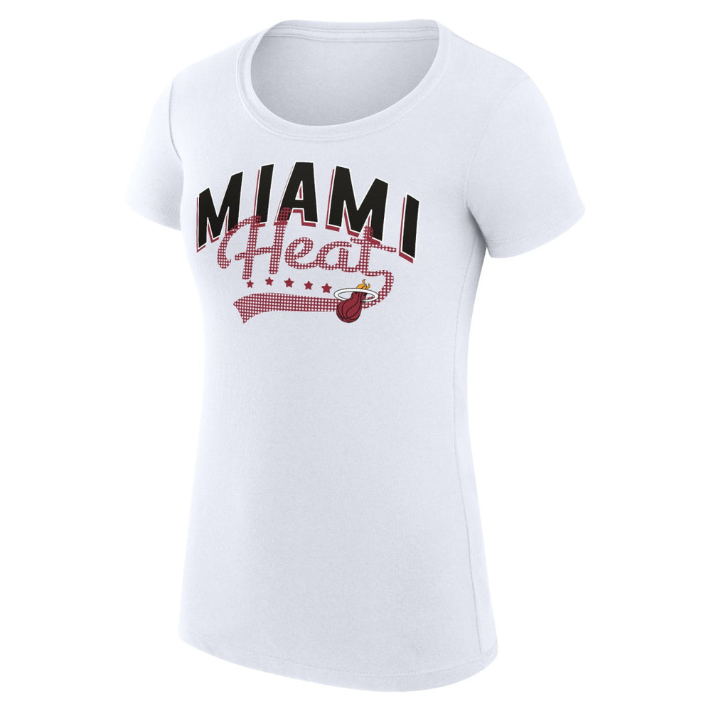 Miami Heat G-III 4Her by Carl Banks Women's Super-Slim Fit Lightweight Filigree Logo T-Shirt - White
