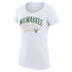 Milwaukee Bucks G-III 4Her by Carl Banks Women's Super-Slim Fit Lightweight Filigree Logo T-Shirt - White
