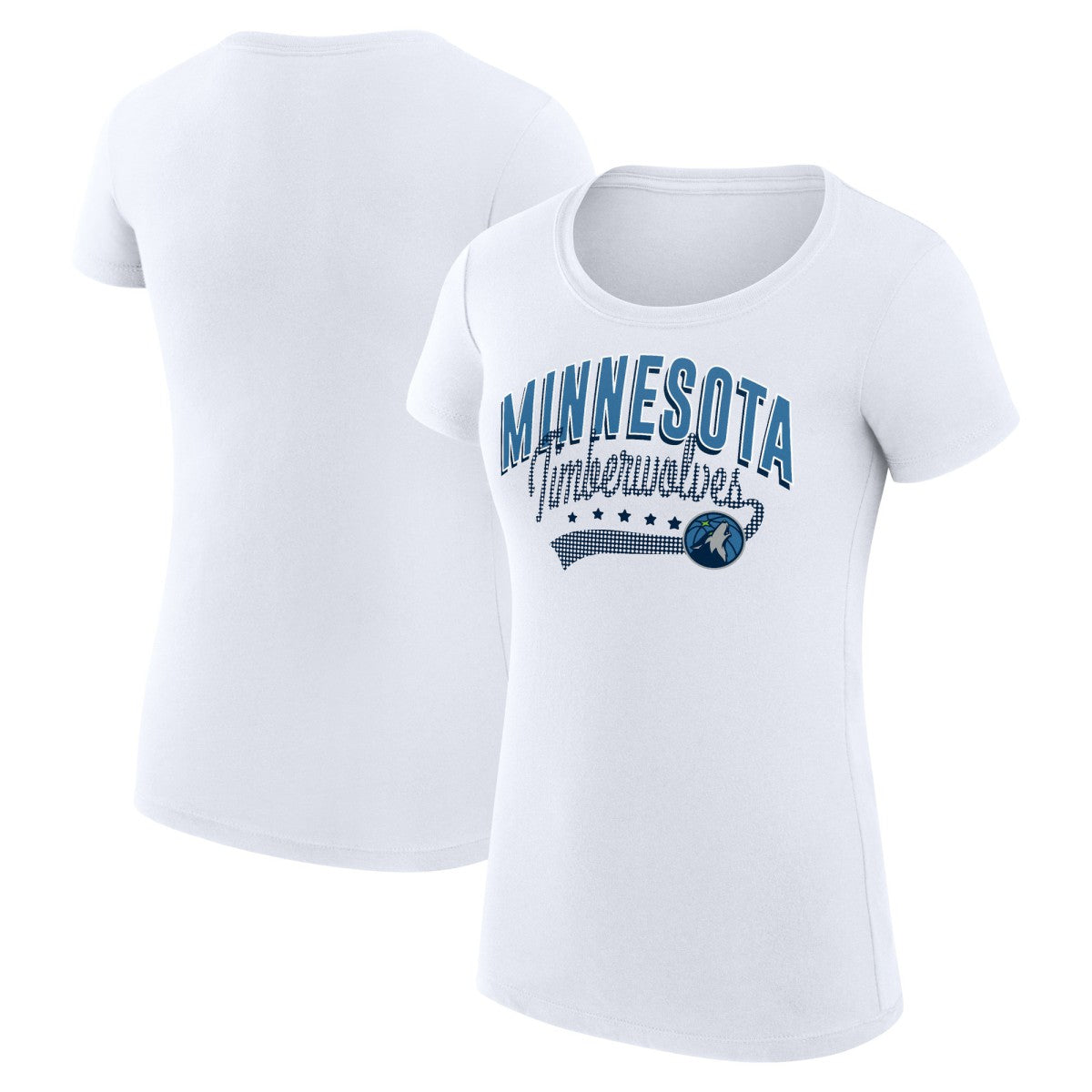 Minnesota Timberwolves G-III 4Her by Carl Banks Women's Super-Slim Fit Lightweight Filigree Logo T-Shirt - White