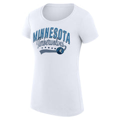 Minnesota Timberwolves G-III 4Her by Carl Banks Women's Super-Slim Fit Lightweight Filigree Logo T-Shirt - White