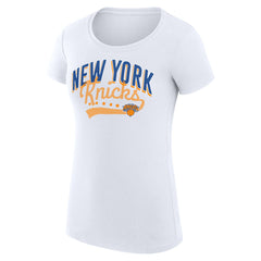 New York Knicks G-III 4Her by Carl Banks Women's Super-Slim Fit Lightweight Filigree Logo T-Shirt - White