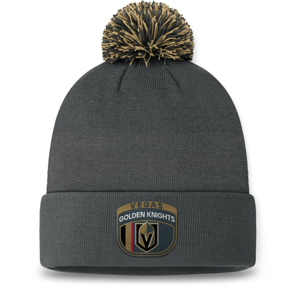 NHL Vegas Golden Knights Fanatics 2024 NHL Draft Cuffed Knit Hat with Pom - Charcoal