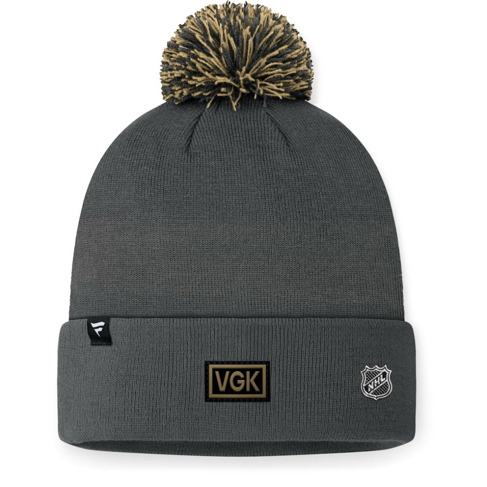 NHL Vegas Golden Knights Fanatics 2024 NHL Draft Cuffed Knit Hat with Pom - Charcoal