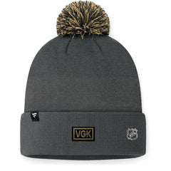 NHL Vegas Golden Knights Fanatics 2024 NHL Draft Cuffed Knit Hat with Pom - Charcoal
