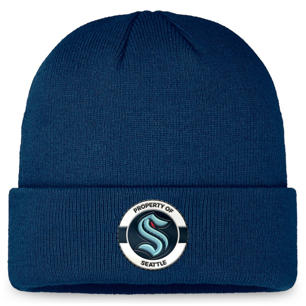 NHL Seattle Kraken Fanatics Authentic Pro Training Camp Cuffed Knit Hat - Deep Sea Blue
