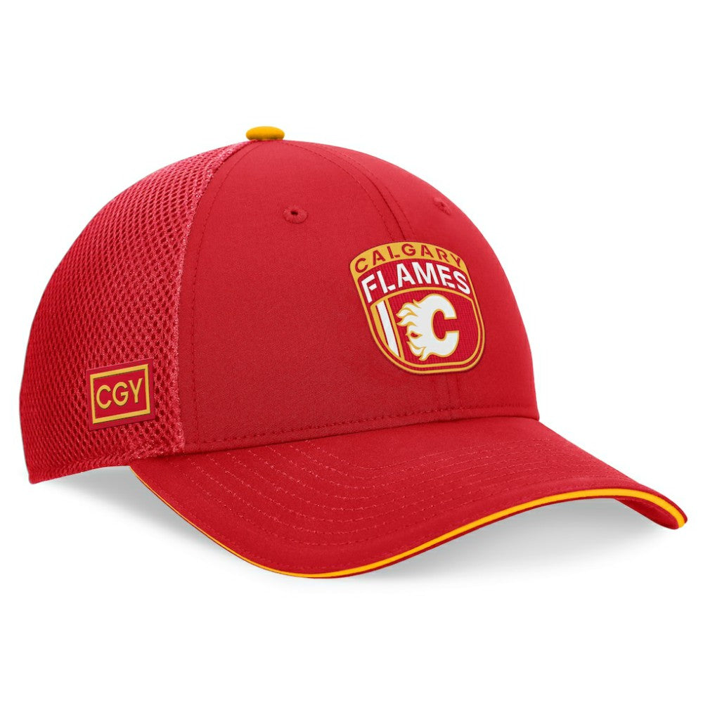 NHL Calgary Flames Fanatics 2024 NHL Draft On Stage Trucker Adjustable Hat - Red