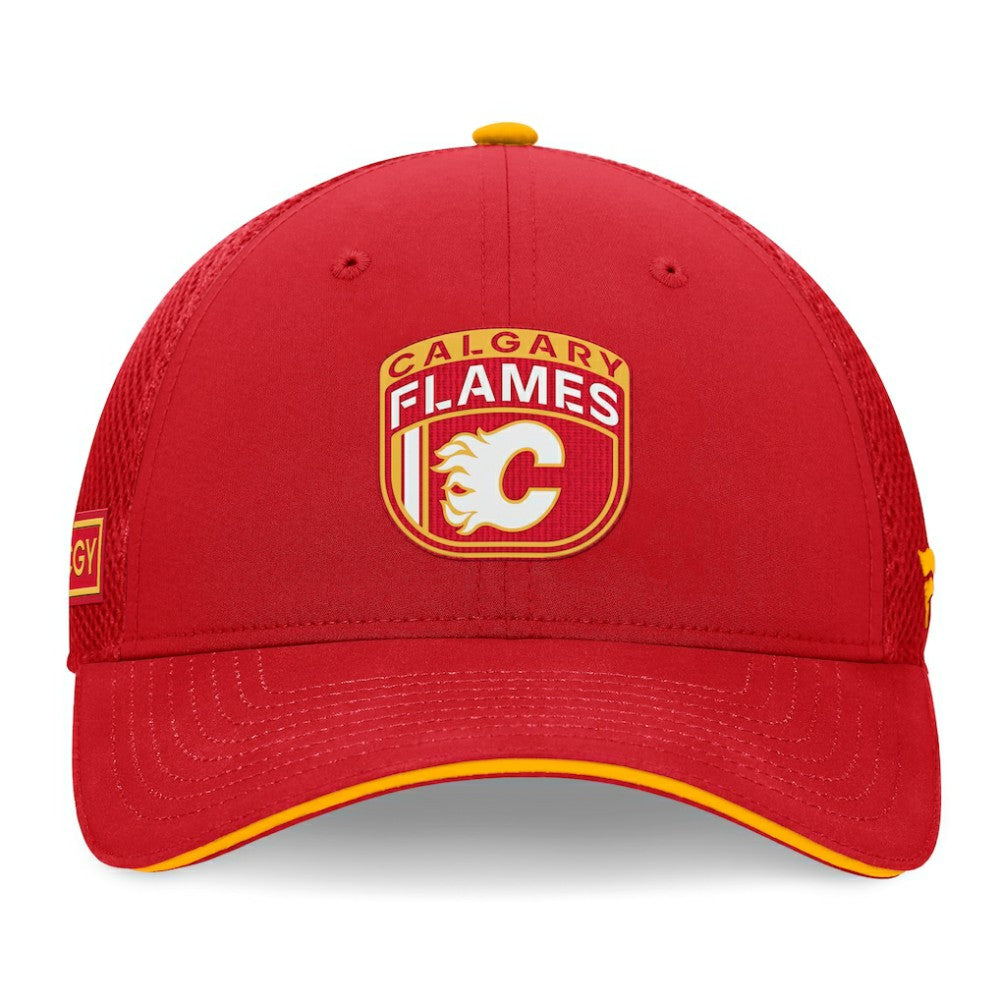 NHL Calgary Flames Fanatics 2024 NHL Draft On Stage Trucker Adjustable Hat - Red