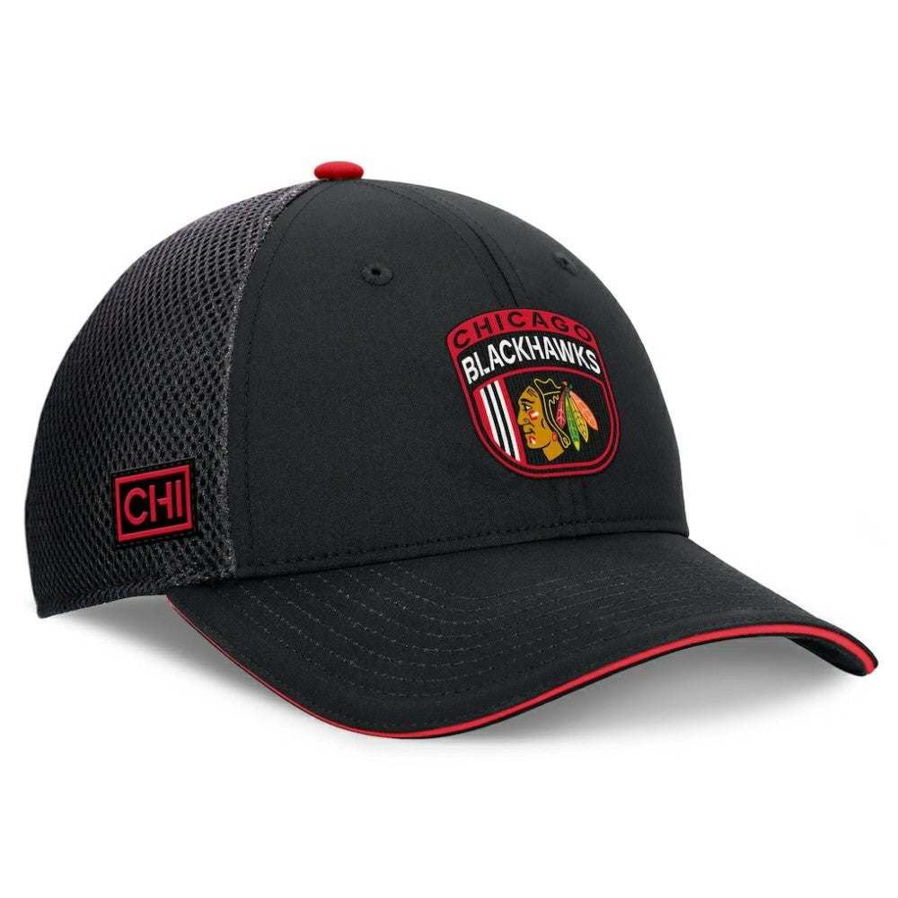 NHL Chicago Blackhawks Fanatics 2024 NHL Draft On Stage Trucker Adjustable Hat - Black