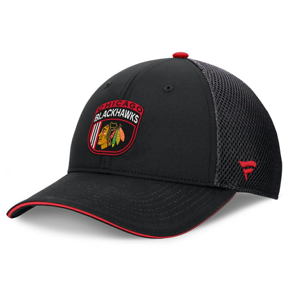 NHL Chicago Blackhawks Fanatics 2024 NHL Draft On Stage Trucker Adjustable Hat - Black