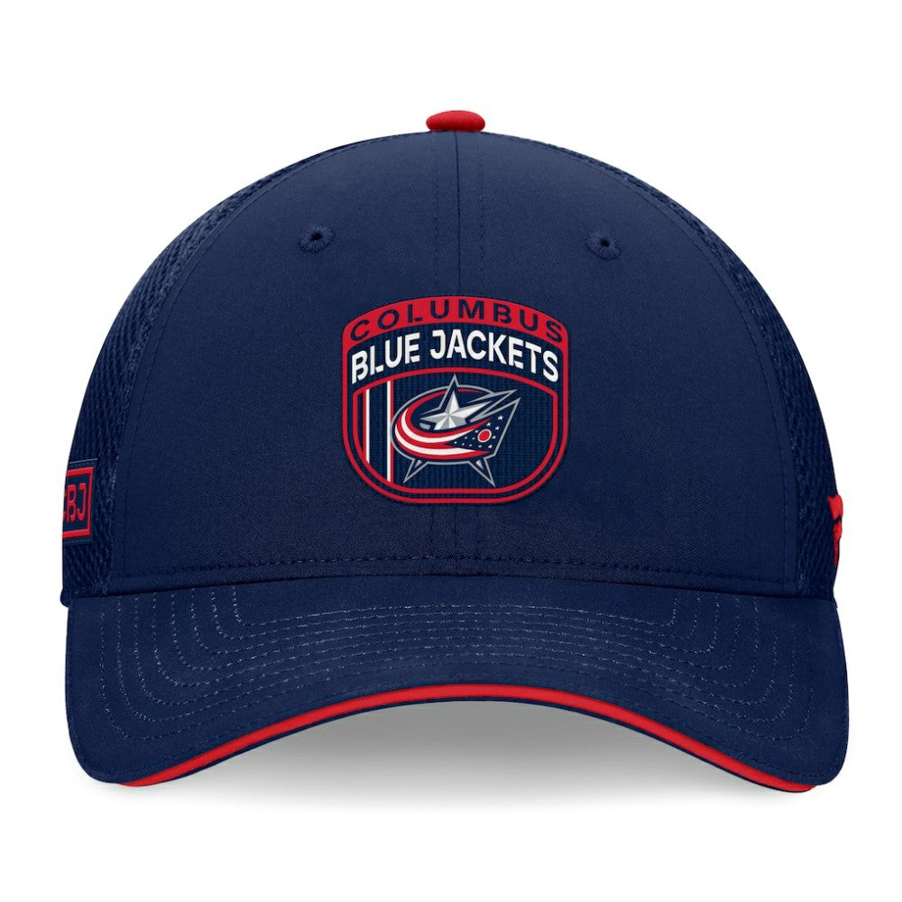 NHL Columbus Blue Jackets Fanatics 2024 NHL Draft On Stage Trucker Adjustable Hat - Navy