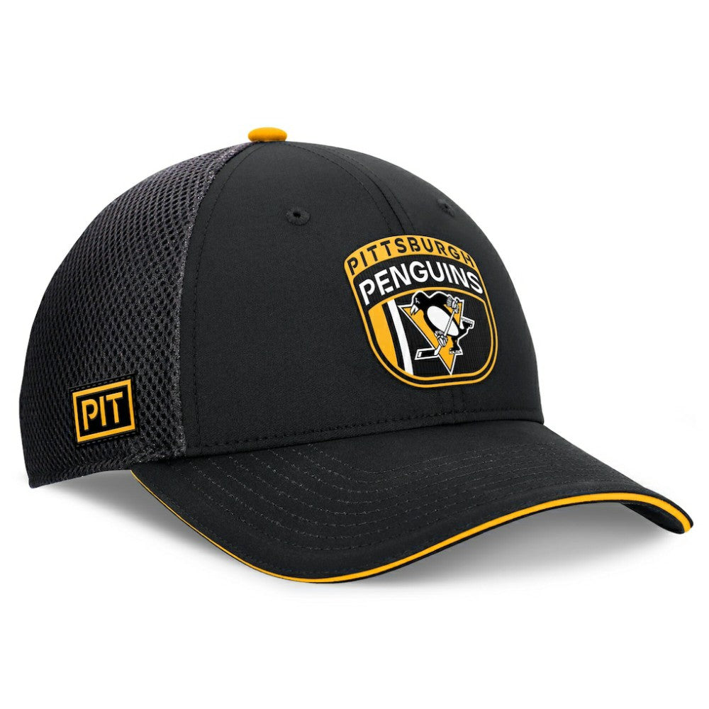 NHL Pittsburgh Penguins Fanatics 2024 NHL Draft On Stage Trucker Adjustable Hat - Black