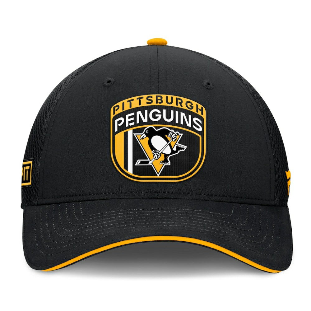 NHL Pittsburgh Penguins Fanatics 2024 NHL Draft On Stage Trucker Adjustable Hat - Black