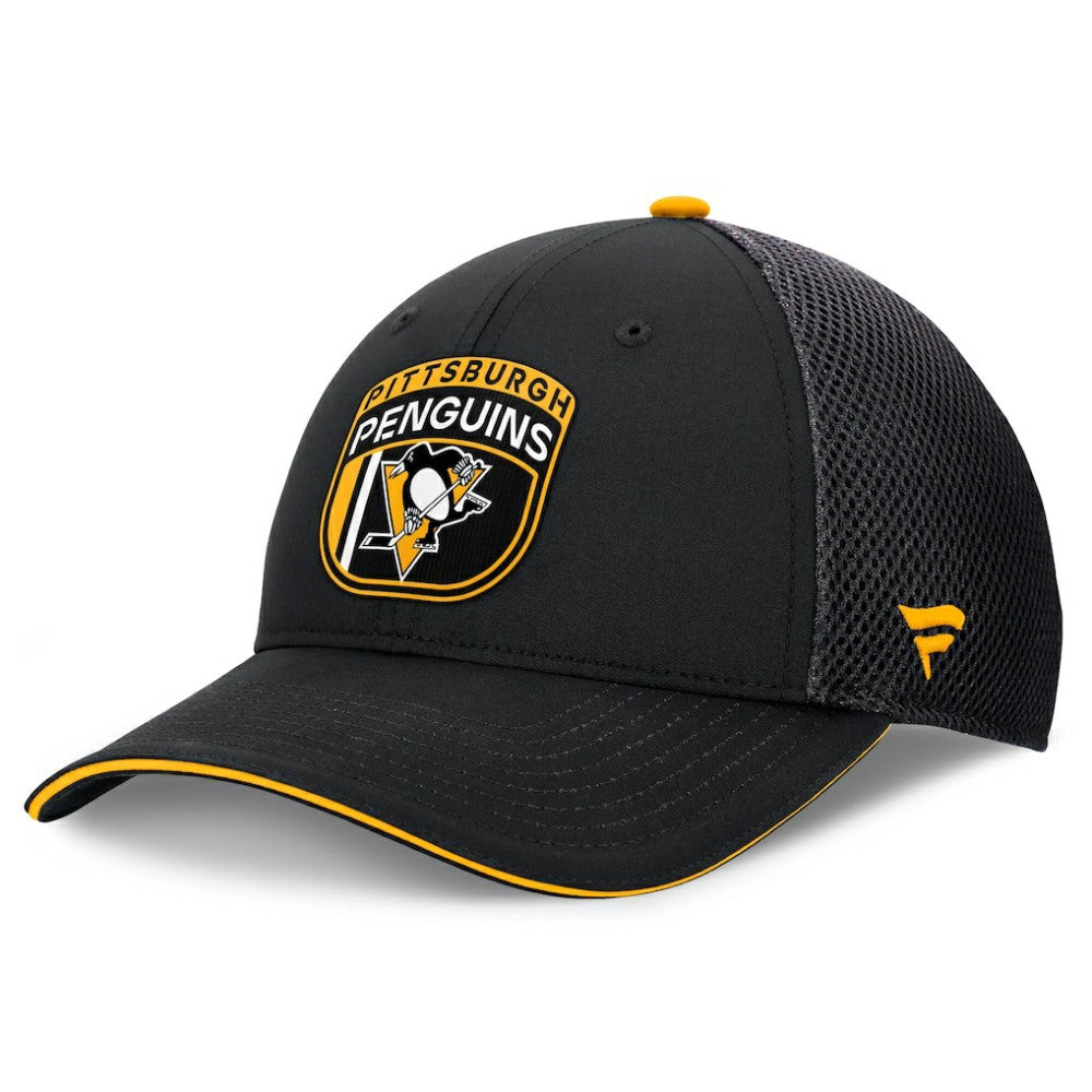 NHL Pittsburgh Penguins Fanatics 2024 NHL Draft On Stage Trucker Adjustable Hat - Black