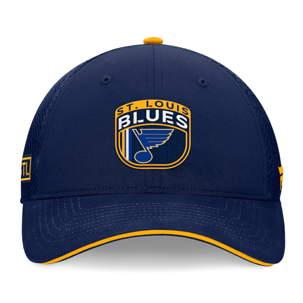NHL St. Louis Blues Fanatics 2024 NHL Draft On Stage Trucker Adjustable Hat - Navy