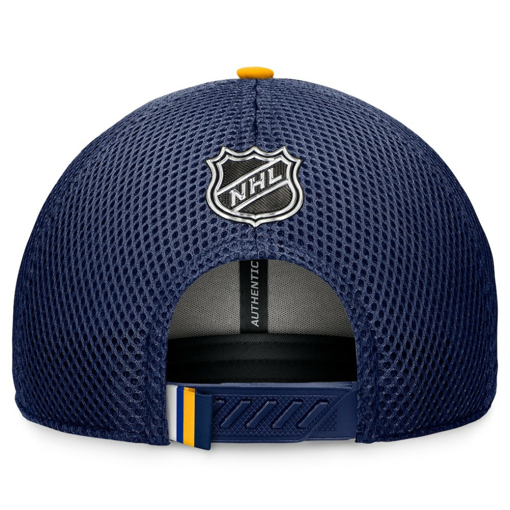 NHL St. Louis Blues Fanatics 2024 NHL Draft On Stage Trucker Adjustable Hat - Navy