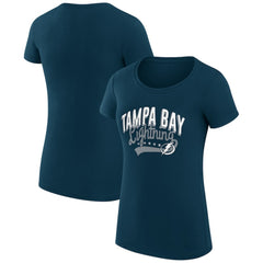 NHL Tampa Bay Lightning G-III 4Her by Carl Banks Women's Super-Slim Fit Lightweight Filigree Logo T-Shirt – Navy