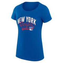 NHL New York Rangers G-III 4Her by Carl Banks Women's Super-Slim Fit Lightweight Filigree Logo T-Shirt – Blue