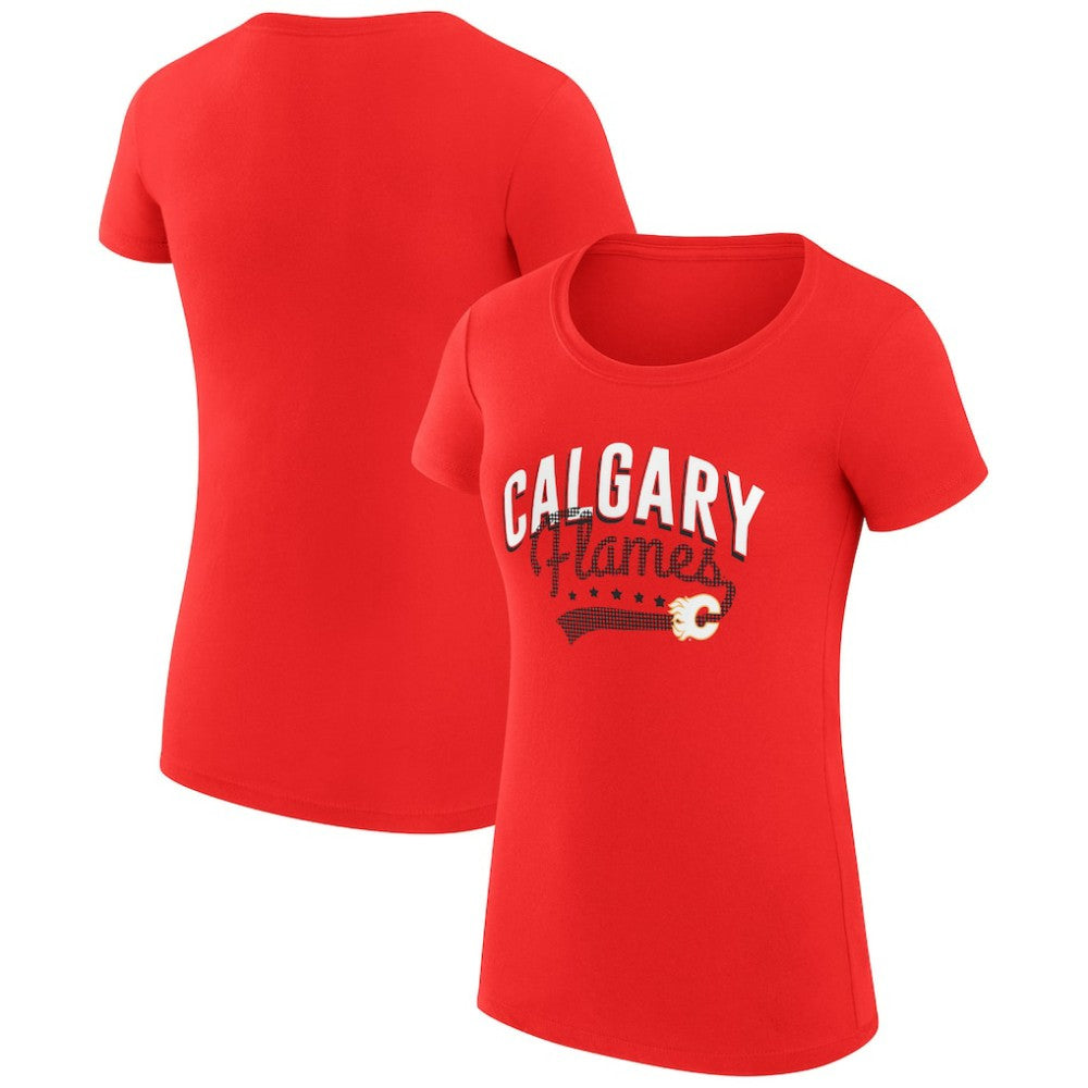 NHL Calgary Flames G-III 4Her by Carl Banks Women's Super-Slim Fit Lightweight Filigree Logo T-Shirt – Red