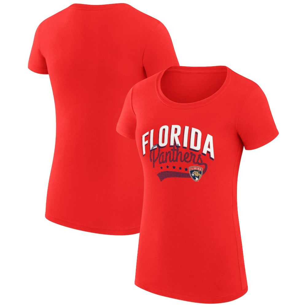 NHL Florida Panthers G-III 4Her by Carl Banks Women's Super-Slim Fit Lightweight Filigree Logo T-Shirt – Red