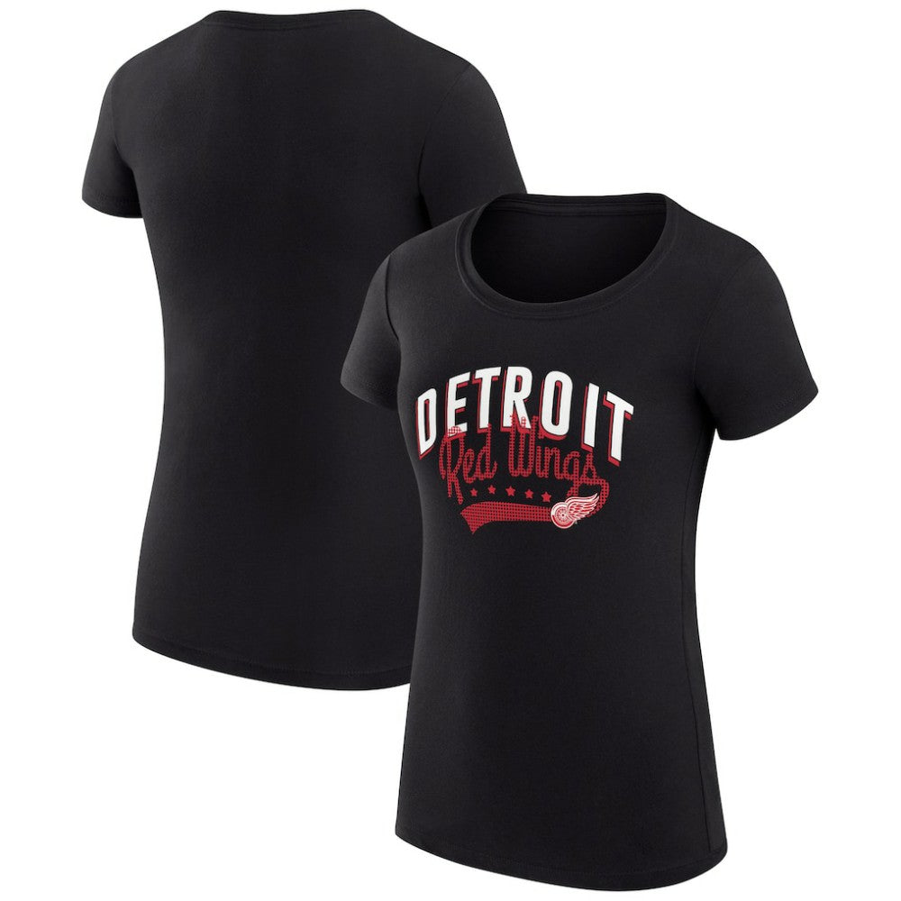NHL Detroit Red Wings G-III 4Her by Carl Banks Women's Super-Slim Fit Lightweight Filigree Logo T-Shirt – Black