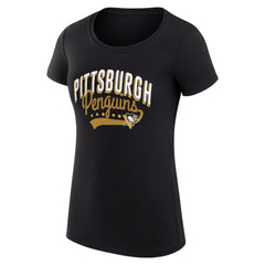 NHL Pittsburgh Penguins G-III 4Her by Carl Banks Women's Super-Slim Fit Lightweight Filigree Logo T-Shirt – Black