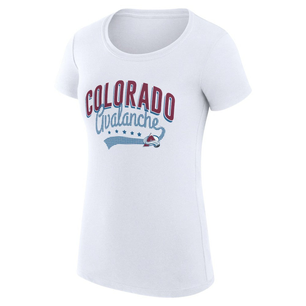 NHL Colorado Avalanche G-III 4Her by Carl Banks Women's Super-Slim Fit Lightweight Filigree Logo T-Shirt – White