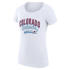 NHL Colorado Avalanche G-III 4Her by Carl Banks Women's Super-Slim Fit Lightweight Filigree Logo T-Shirt – White