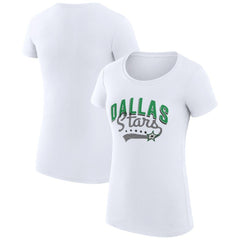 NHL Dallas Stars G-III 4Her by Carl Banks Women's Super-Slim Fit Lightweight Filigree Logo T-Shirt – White