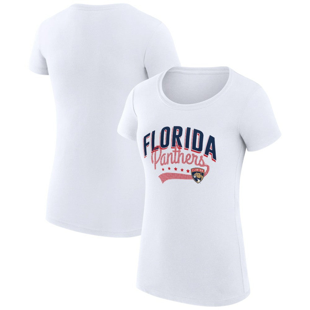 NHL Florida Panthers G-III 4Her by Carl Banks Women's Super-Slim Fit Lightweight Filigree Logo T-Shirt – White