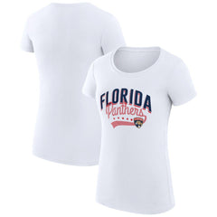 NHL Florida Panthers G-III 4Her by Carl Banks Women's Super-Slim Fit Lightweight Filigree Logo T-Shirt – White
