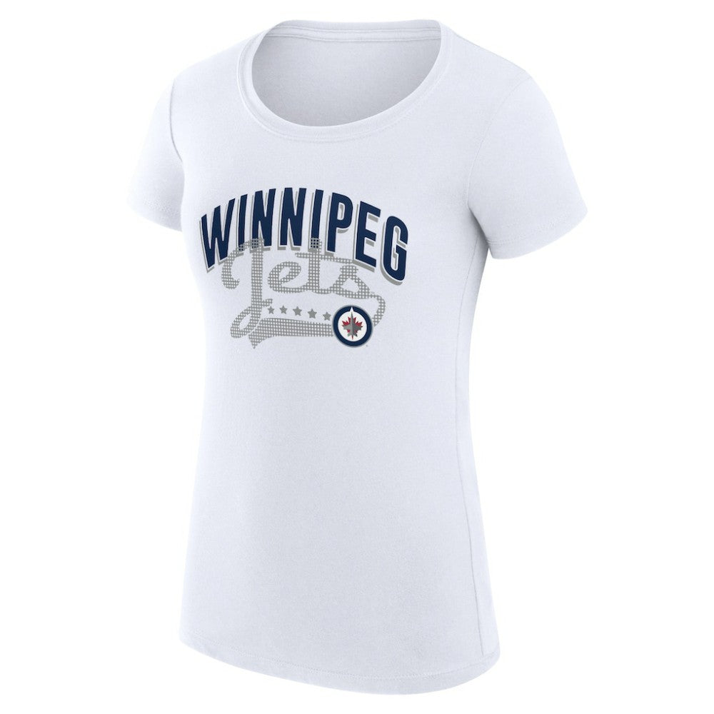 NHL Winnipeg Jets G-III 4Her by Carl Banks Women's Super-Slim Fit Lightweight Filigree Logo T-Shirt – White
