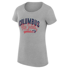 NHL Columbus Blue Jackets G-III 4Her by Carl Banks Women's Super-Slim Fit Lightweight Filigree Logo T-Shirt – Gray