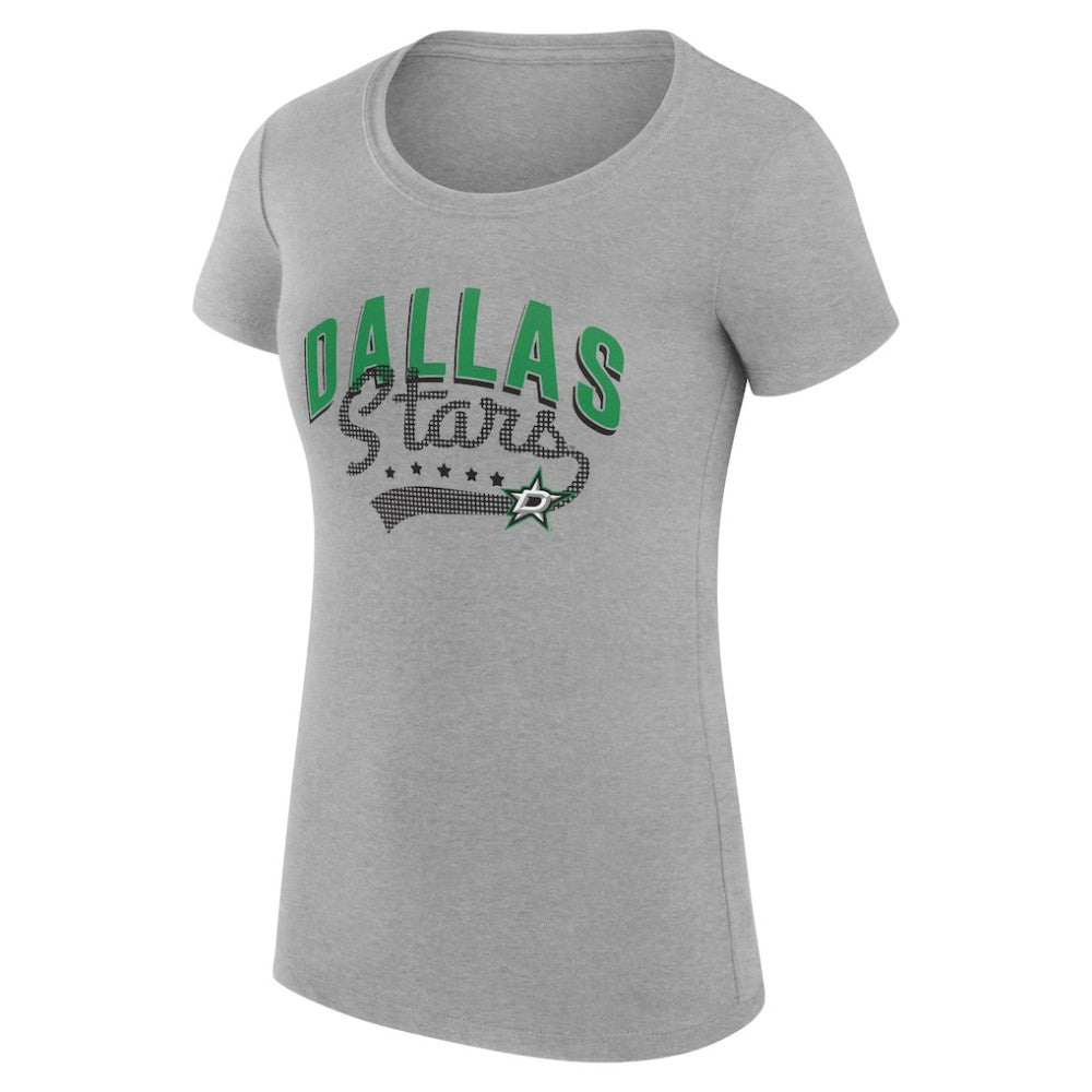 NHL Dallas Stars G-III 4Her by Carl Banks Women's Super-Slim Fit Lightweight Filigree Logo T-Shirt – Gray